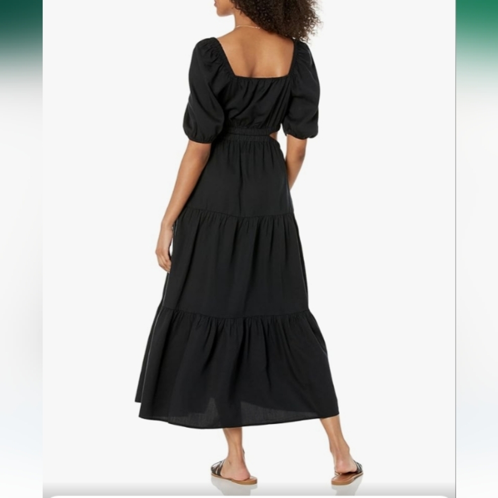 The Drop Black Anaya Square Neck Cut-Out Tiered Maxi Dress Size XL NWT - Picture 2 of 9